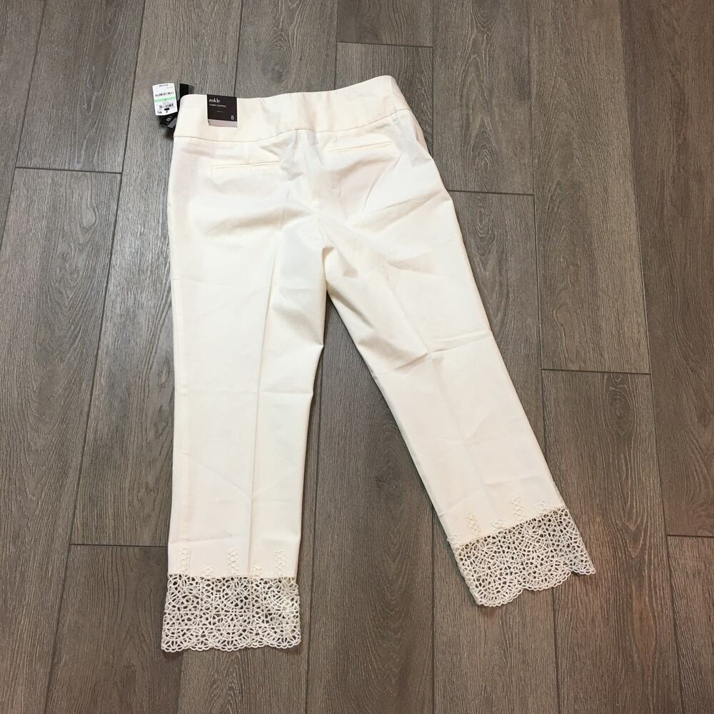 Alfani Lace-hem Tummy-Control Ankle Pants women white size 8 - Picture 3 of 8